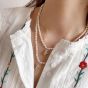 Elegant Natural Pearls Rose FLower 925 Sterling Silver Necklace