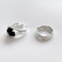 Регулируемое кольцо Daily Black Created Agate Flower из стерлингового серебра 925 пробы