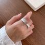 Irregular Geometry Rectangle CZ Bubble 925 Sterling Silver Adjustable Ring