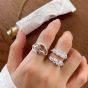Simple Irregular Geometry CZ Bubble 925 Sterling Silver Adjustable Ring