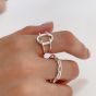 Simple Hollow Circle Chain 925 Sterling Silver Adjustable Ring