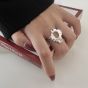 Fashion Rectangle CZ Irregular Sun 925 Sterling Silver Adjustable Ring