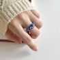 Party Blue Micro Setting CZ 925 Sterling Silver Adjustable Ring