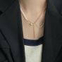 Collar de plata de ley 925 con cadena CZ de perlas naturales irregulares ocasionales