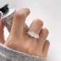 Office Geometry Baguette CZ Irregular 925 Sterling Silver Adjustable Ring