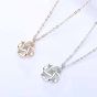 Girl Gift CZ Hollow Four Leaf Clover 925 Sterling Silver Necklace