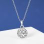 Holiday CZ Round Sunflower 925 Sterling Silver Necklace