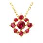 Red Pink CZ Flower Bloom 925 Sterling Silver Necklace