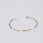 Fashion Golden Arrow Natural White Pearl 925 Sterling Silver Adjustable Bangle