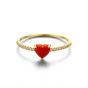 Mujeres Corazón rojo creado Coral CZ 925 anillo de plata esterlina