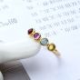 Colorful Round Natural Gemstone 925 Sterling Silver Ring