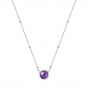New Round Natural Amethyst 925 Sterling Silver Necklace