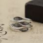 Vintage hueco hermosa hoja tallada ajustable anillo de plata 990