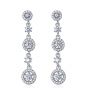 Elegant Geometry CZ Circles 925 Sterling Silver Dangling Earrings
