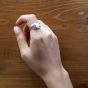 Signet Geometric Chic Square 925 Sterling Silver Adjustable Ring