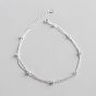 Bolas simples 925 Sterling Silver Adjustable Double Chain Tobillera