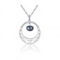 Hollow Half-Round Natural Pearl CZ Solid 925 Sterling Silver Wave Chain Necklace