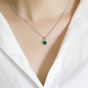 Simple Round Natural Crystal Agate Malachite 925 Sterling Silver Pendant