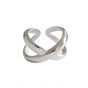 Simple X Cross 925 Sterling Silver Adjustable Ring