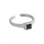 Office Black CZ Square 925 Sterling Silver Adjustable Ring