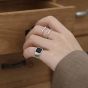Регулируемое кольцо из стерлингового серебра 925 пробы с нестандартным двойным слоем