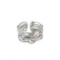 Simple Irregular River 925 Sterling Silver Wide Adjustable Ring