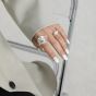Модное регулируемое кольцо из стерлингового серебра 925 пробы с текстурированной поверхностью