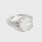 Geometry Square Natural Crystal 925 Sterling Silver Adjustable Ring