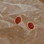Elegant Red Created Agate 925 Sterling Silver Stud Earrings