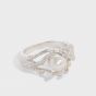 Elegante anillo ajustable de plata de ley 925 irregular con perlas naturales