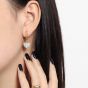 Boucles d'oreilles pendantes élégantes en argent sterling 925 avec géométrie de cœur CZ