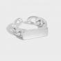 Fashion Geometry Rectangle Chain 925 Sterling Silver Adjustable Ring
