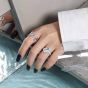 Fashion Irregular Rectangle Geometry 925 Sterling Silver Adjustable Ring