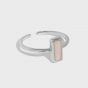 Geometry Rectangle Pink Shell 925 Sterling Silver Adjustable Ring