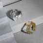 Fashion Irregular Mother of Shell 925 Sterling Silver Adjustable Ring