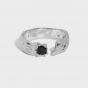 Black CZ Irregular Fashion 925 Sterling Silver Adjustable Ring