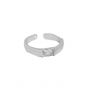 Simple Geometry CZ Rectangle 925 Sterling Silver Adjustable Ring