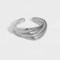 Simple Double Layer River 925 Sterling Silver Adjustable Ring