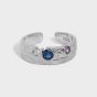 Fashion Colorful Irregular CZ 925 Sterling Silver Adjustable Ring