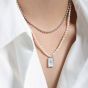 Modern Natural Pearl Geometry Rectangle Tag 925 Sterling Silver Necklace