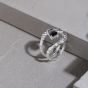 Партийное регулируемое кольцо с двойным слоем турмалина из стерлингового серебра 925 пробы