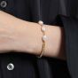 Pulsera de plata de ley 925 con perlas naturales de cadena hueca de doble capa irregular para niña