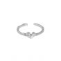 Gift Irregular CZ Heart 925 Sterling Silver Adjustable Ring