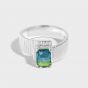 Fashion Fading Emerald Gear 925 Sterling Silver Adjustable Ring