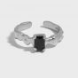 Модное регулируемое кольцо с нерегулярной черной геометрией CZ 925 из стерлингового серебра