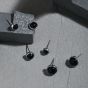 New Round Black Agate 925 Sterling Silver Stud Earrings