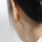 Geometry Gold Double Square 925 Sterling Silver Hoop Earrings