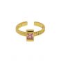 Geometry Pink CZ Square 925 Sterling Silver Adjustable Ring