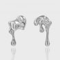 Asymmetry Irregular CZ Lava Flow 925 Sterling Silver Dangling Earrings