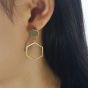 Geometry Hollow Hexagon 925 Silver Dangling Earrings